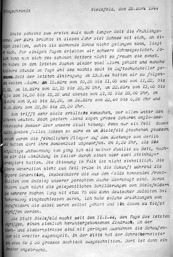 Bericht Schonewegs in der Kriegschronik vom 25. März 1944