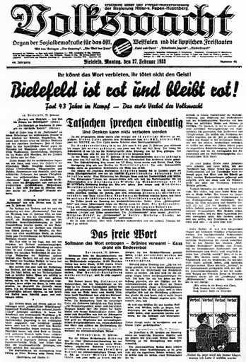 Volkswacht vom 27. Januar 1933