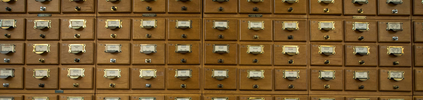 Bild eines Karteikastens mit vielen Einsätzen.