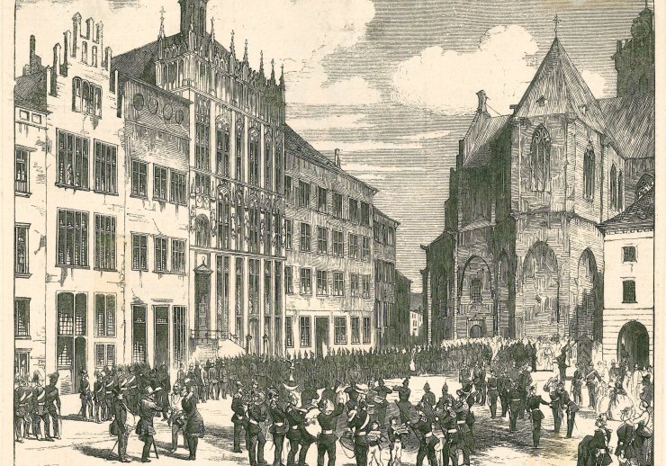 militärische Versammlung auf den Großen Markt