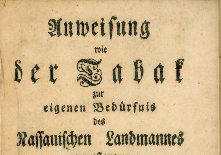 Titelseite der Anweisung zum Tabakanbau (1780)