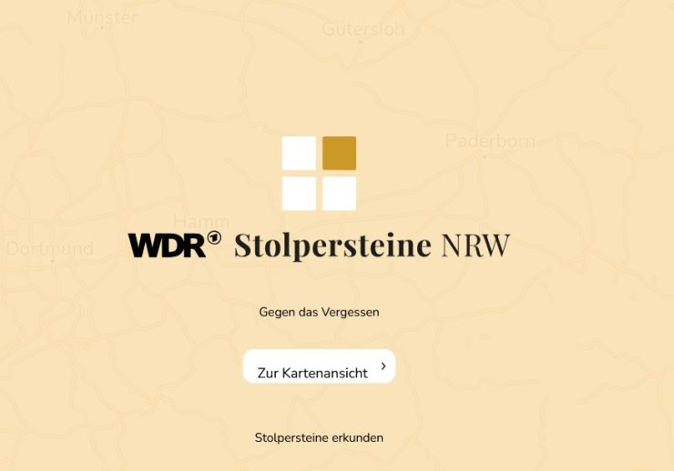 Screenshot Startseite Stolpersteine App